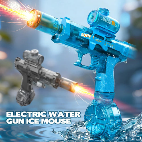 Electric Water Gun Automatic Continuous Firing Squirt Gun Outdoor Toy Long Range Shooting Water Gun with Lights Swimming Toys